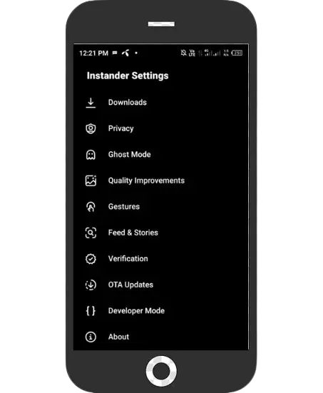 instander apk setting